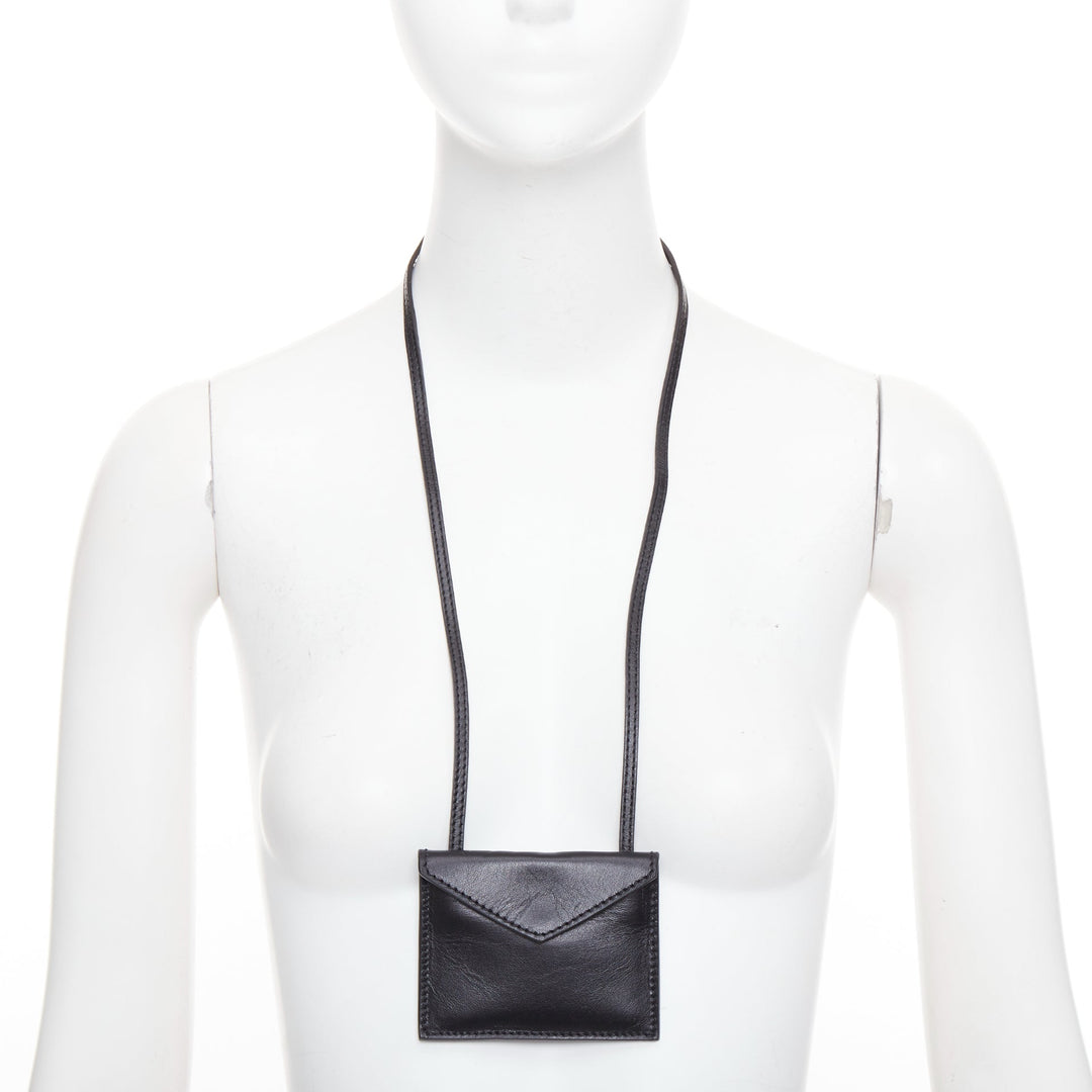 GIAMBATTISTA VALLI black leather mini envelop pouch necklace