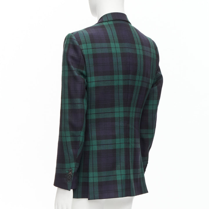 VALENTINO 100% virgin wool green blue check  preppy schoolboy blazer IT50 L