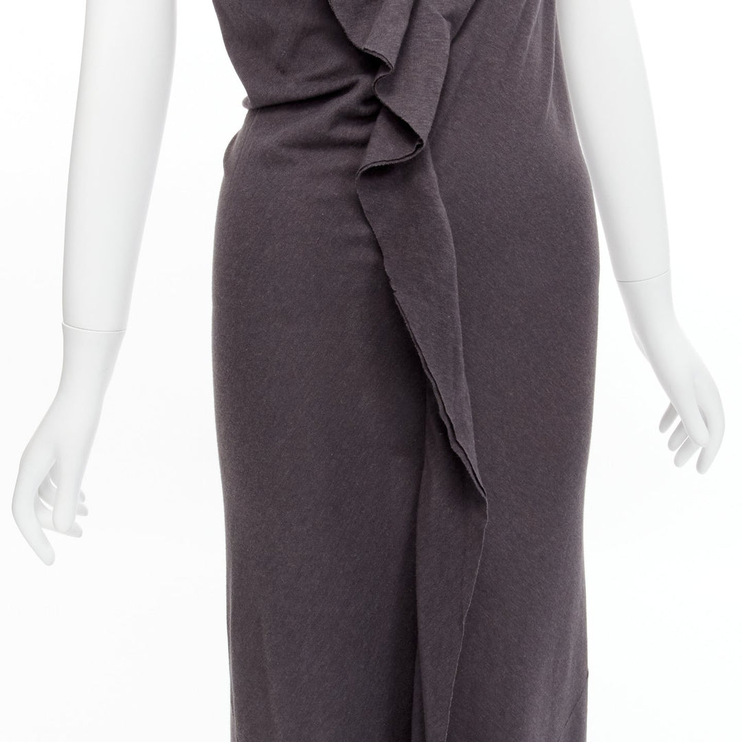 COMME DES GARCONS 1998 Vintage grey cowl neck flutter seam 3D cut midi dress S