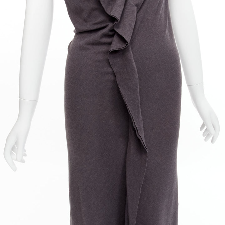 COMME DES GARCONS 1998 Vintage grey cowl neck flutter seam 3D cut midi dress S