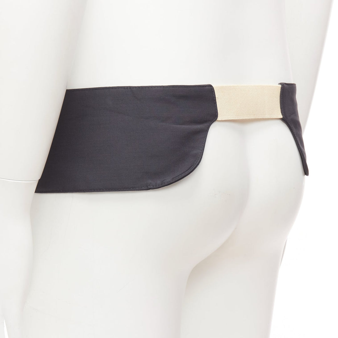 rare RAF SIMONS 10 Corso Como grey cream fabric double panel canvas utility belt