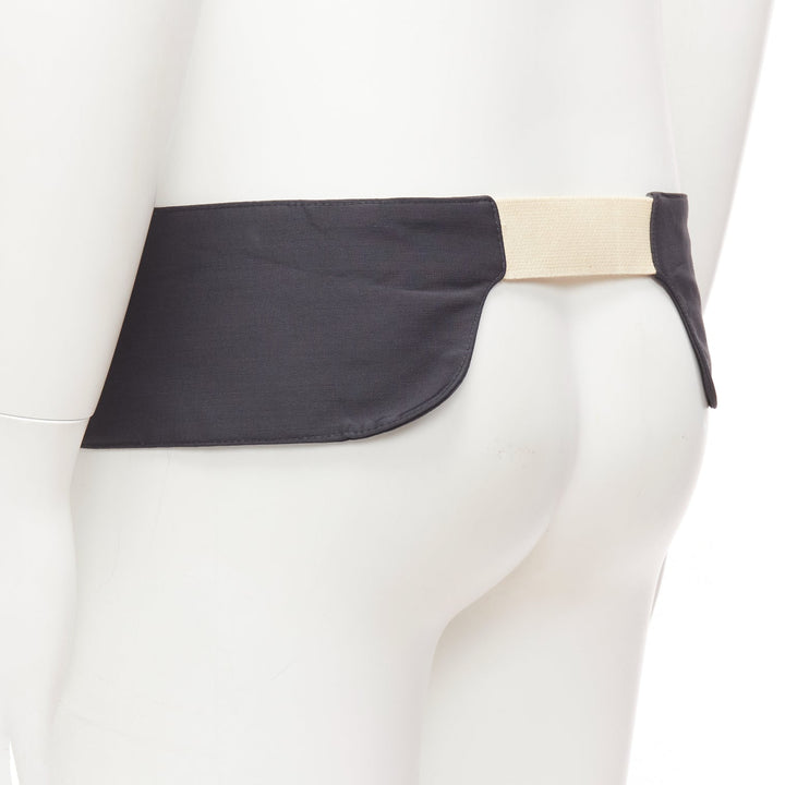 rare RAF SIMONS 10 Corso Como grey cream fabric double panel canvas utility belt