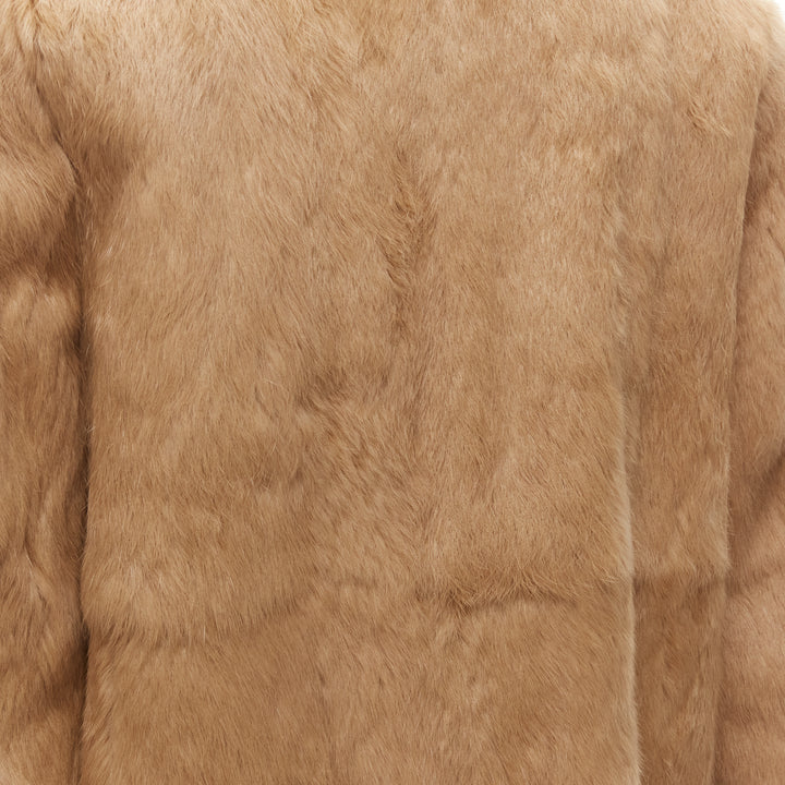 APC tan brown genuine fur gold-tone buttons winter coat jacket XS