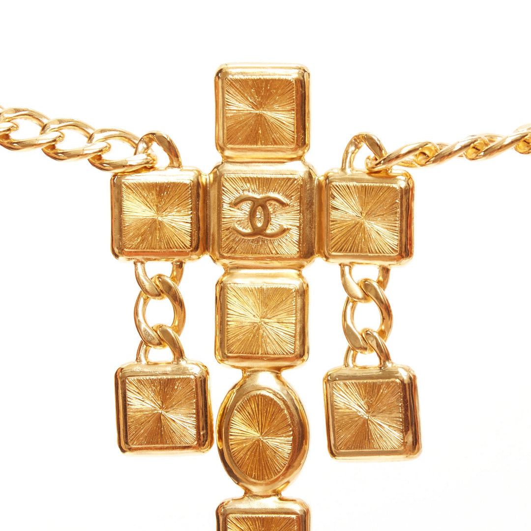 rare CHANEL B20K green pink red gripoix gold CC logo byzantine princess necklace