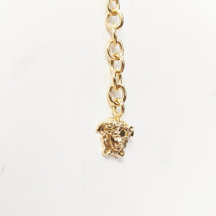 VERSACE Medusa Safety Pin pendant gold tone nickel short necklace choker