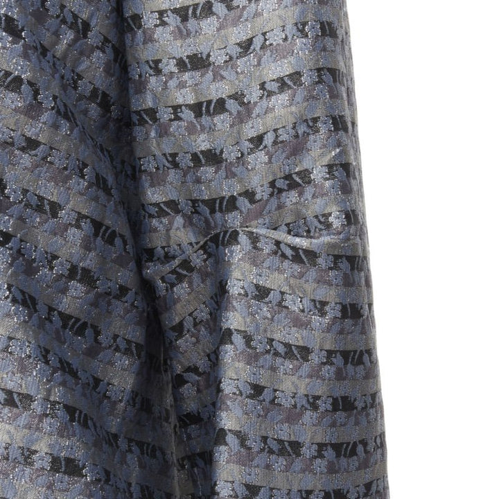 MARC JACOBS metallic blue floral jacquard belted front flared opera coat XS