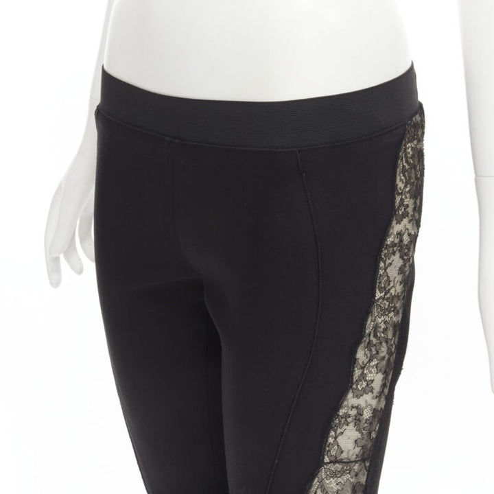 STELLA MCCARTNEY black contour seam sheer lace side stretch legging pants IT38 S