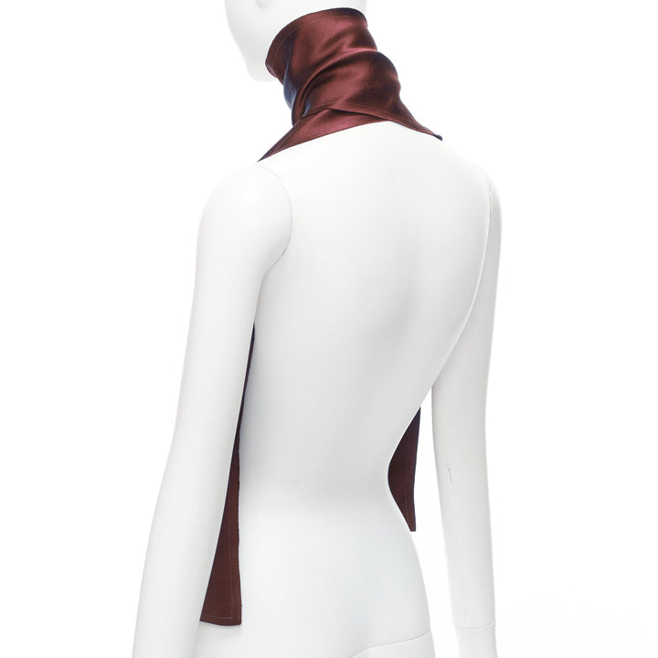 LANVIN red burgundy 100% silk made in france frayed edge rectangular scarf