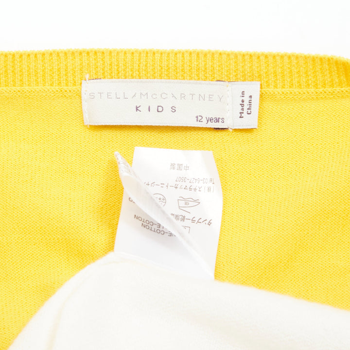 STELLA MCCARTNEY yellow white colorblock cotton pocketed cardigan sweater 12y