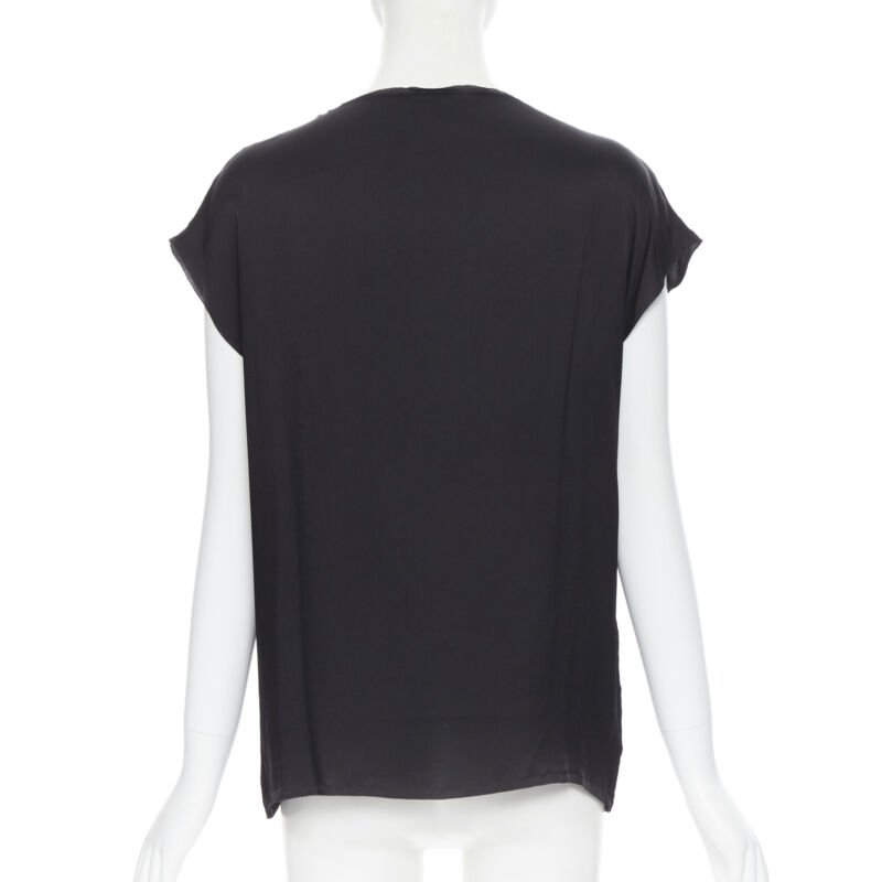LANVIN ALBER ELBAZ 2009 black silk lurex gold cut out cap sleeve top FR36 XS