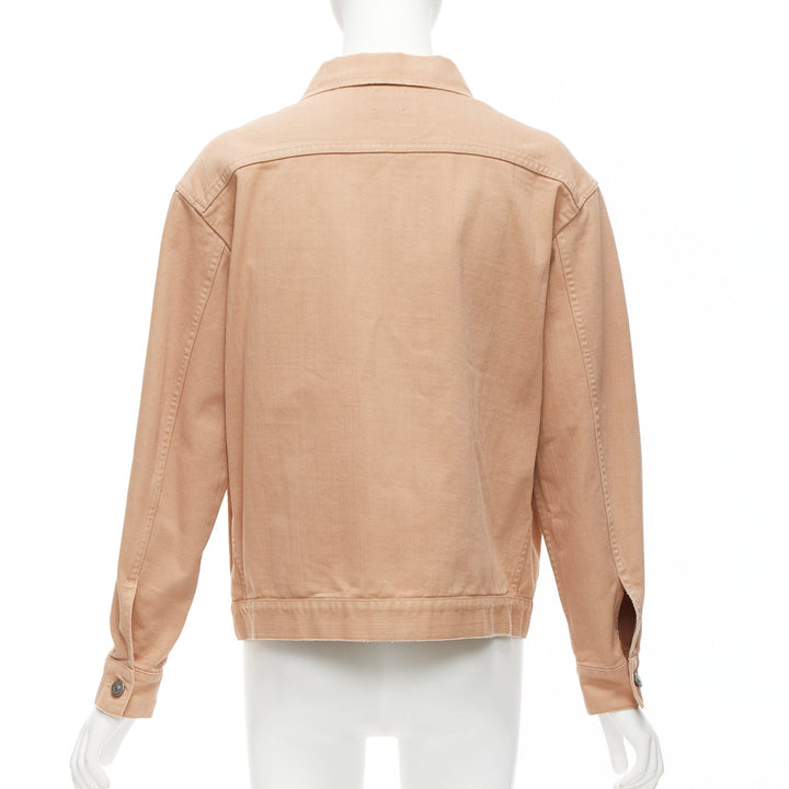CHRISTIAN DIOR dirty peach denim CD bee logo boxy trucker jacket FR36 S