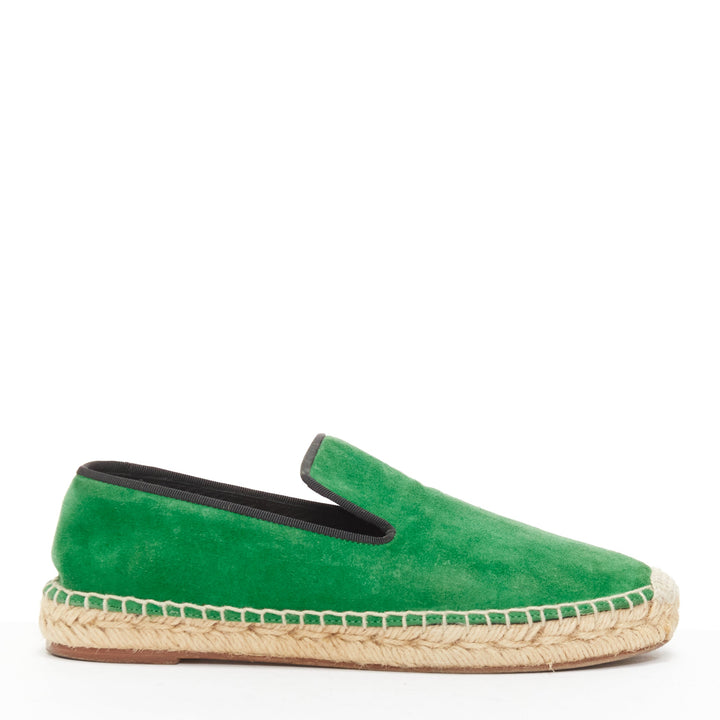 OLD CELINE Phoebe Philo green suede black grosgrain jute espadrilles EU38