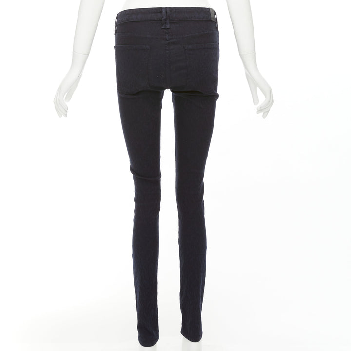 VINCE navy crinkle jacquard jersey mid waist skinny jeans pants 27"