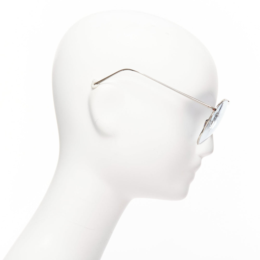 LINDA FARROW LFL624/6 blue lens silver cut out aviator sunglasses