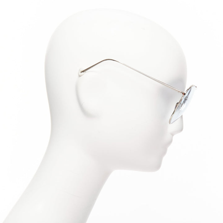 LINDA FARROW LFL624/6 blue lens silver cut out aviator sunglasses