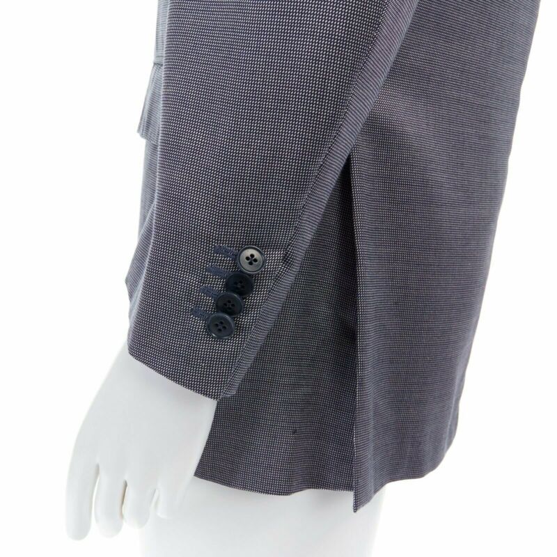 ERMENEGILDO ZEGNA blue grey silk wool dual button classic blazer jacket 50R L