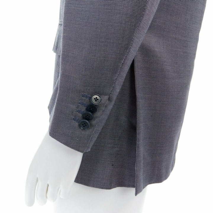 ERMENEGILDO ZEGNA blue grey silk wool dual button classic blazer jacket 50R L