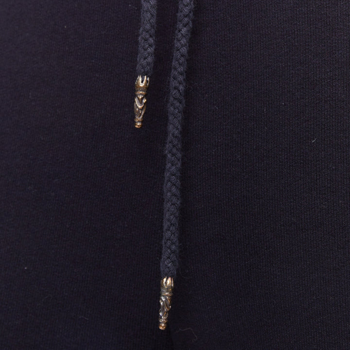 CHROME HEARTS black leather crucifix cross patch cotton bermuda shorts M