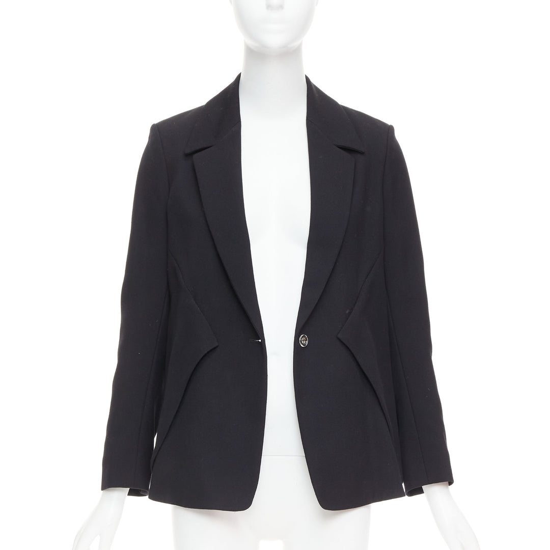 YVES SAINT LAURENT 2010 black wool blend deconstructed blazer FR36 S