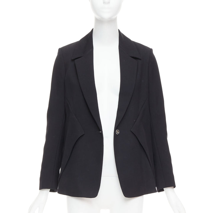 YVES SAINT LAURENT 2010 black wool blend deconstructed blazer FR36 S