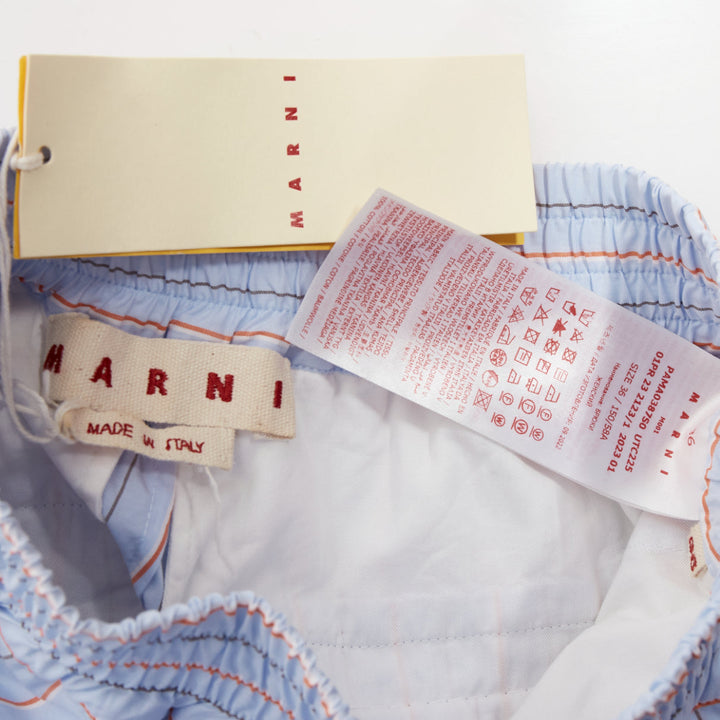 MARNI light blue orange pinstripe embroidered boxer shorts IT36 XXS
