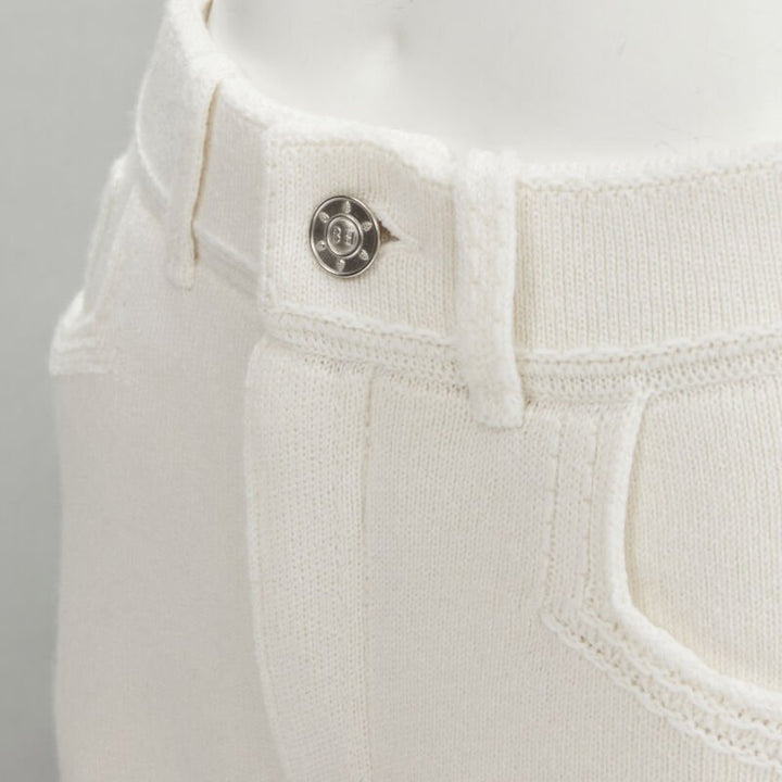 BARRIE Denim Suit cashmere cotton knit ivory shorts M