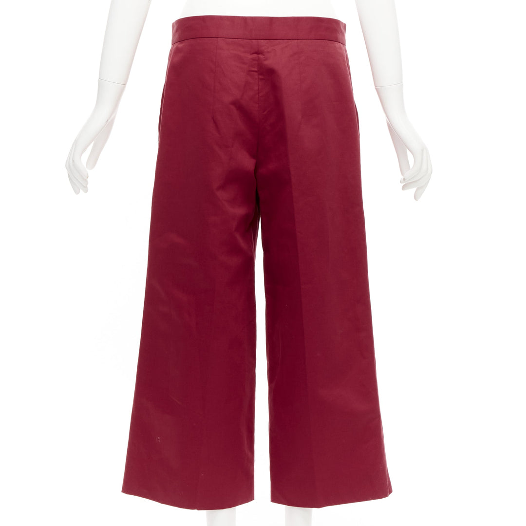 MARNI red cotton linen minimal classic wide cropped pants IT40 S