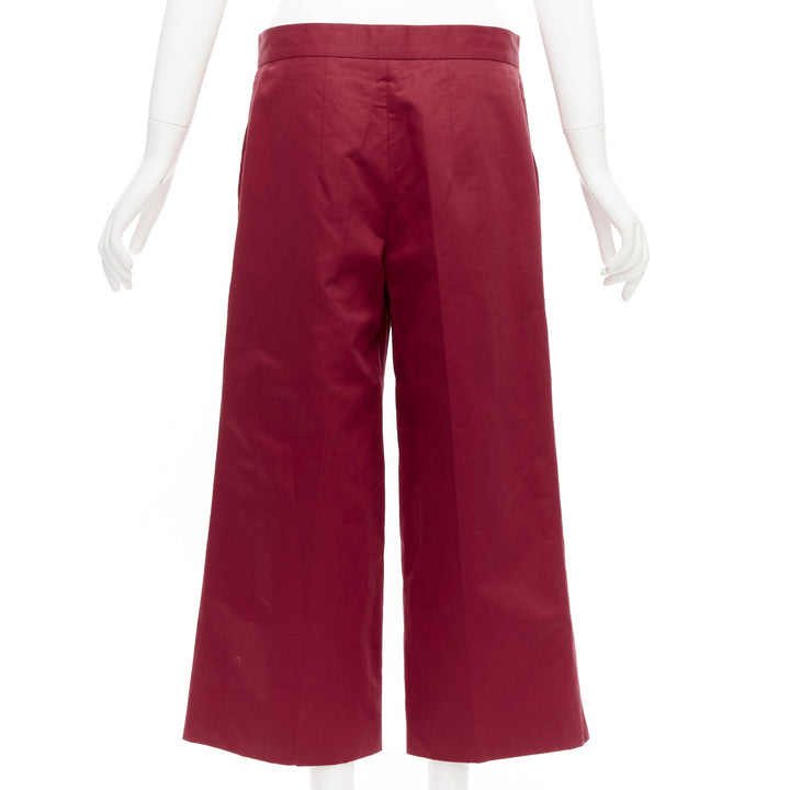 MARNI red cotton linen minimal classic wide cropped pants IT40 S