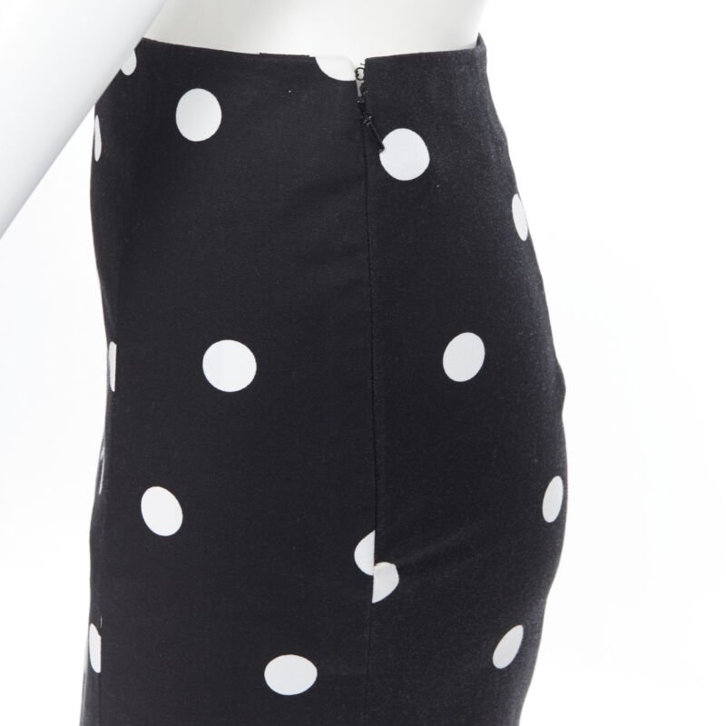 MONSE black white polka dot stif cotton button side pencil skirt US0 26"