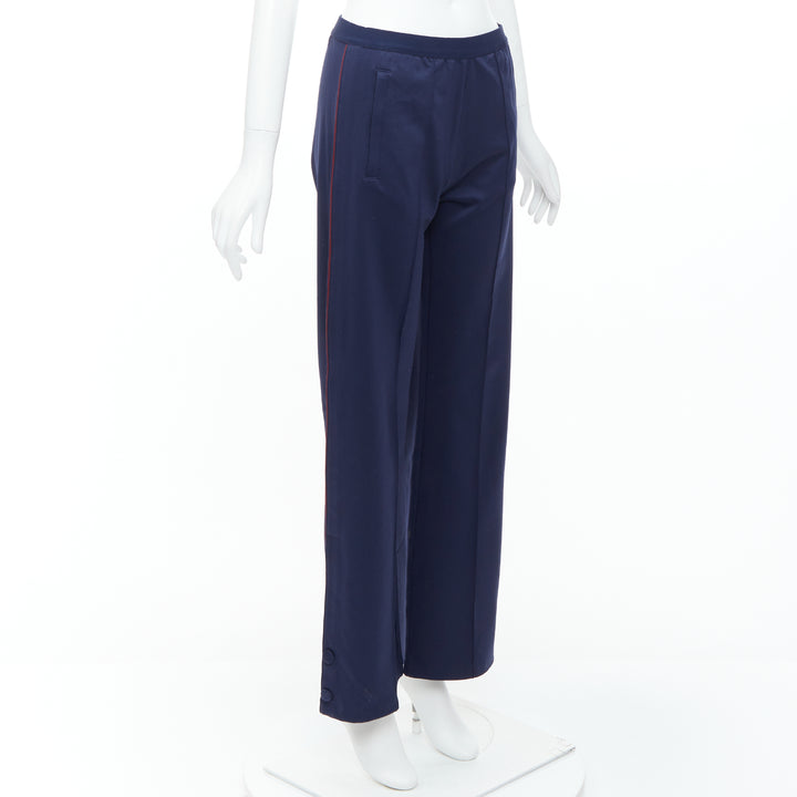 TORY BURCH SPORT navy burgundy trim wide cropped pants S