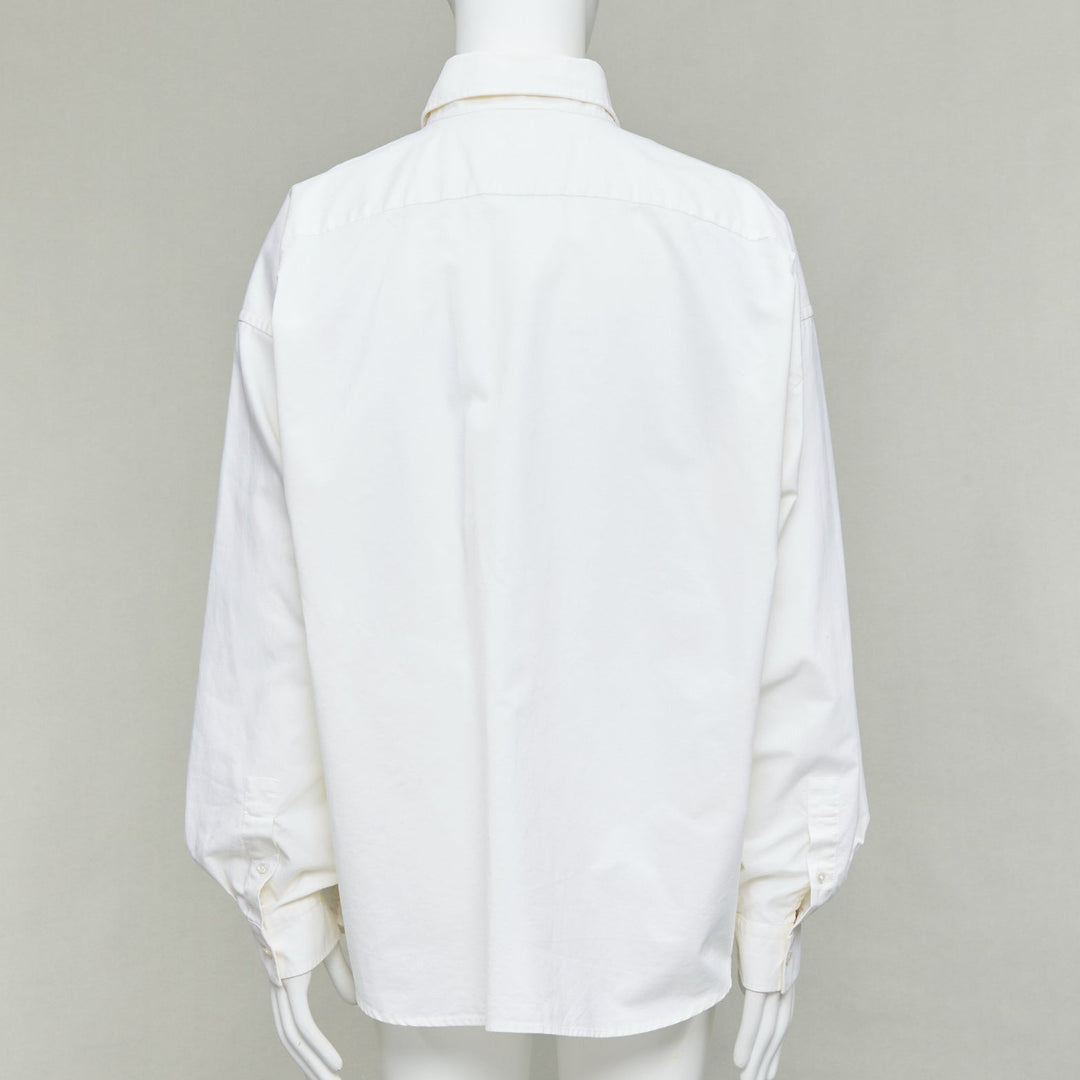 ACNE STUDIOS cream cotton cocoon silhouette AS embroidered shirt FR50 L