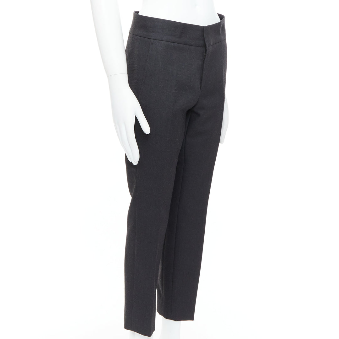 LANVIN dark grey cotton blend concealed fly tapered trousers FR44 XS