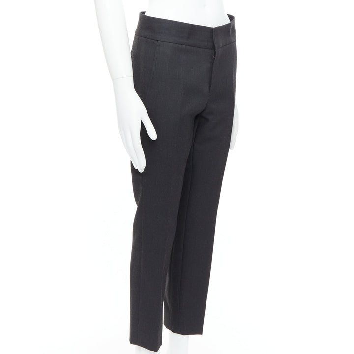 LANVIN dark grey cotton blend concealed fly tapered trousers FR44 XS