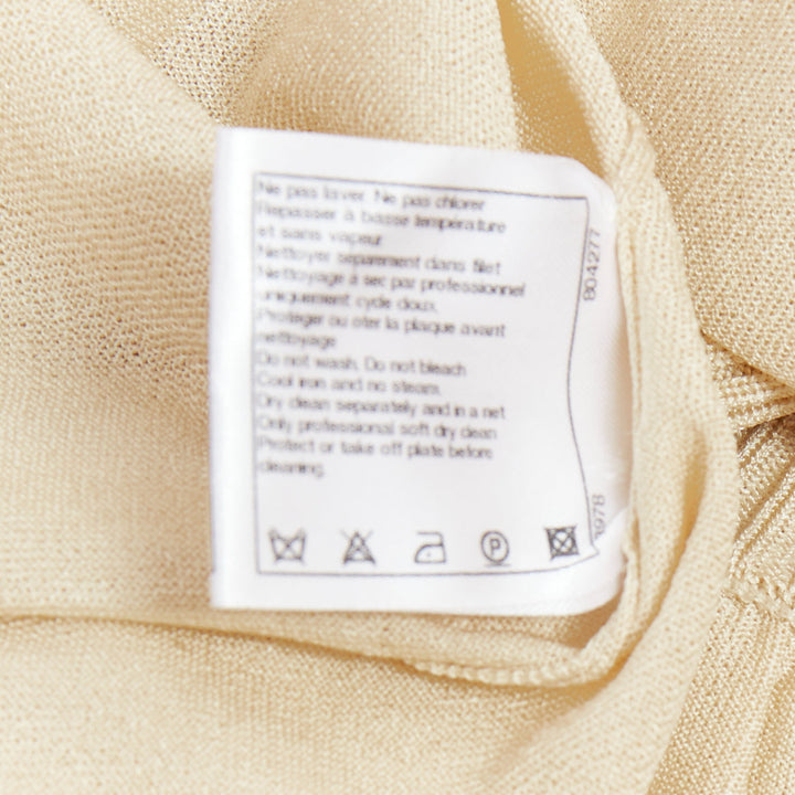 CHANEL light beige gold CC logo button flared skater skirt FR40 L