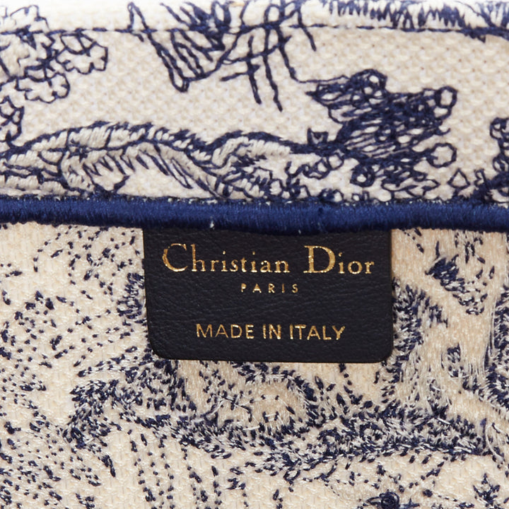 CHRISTIAN DIOR Book Tote navy cream Toile de Jouy canvas bag