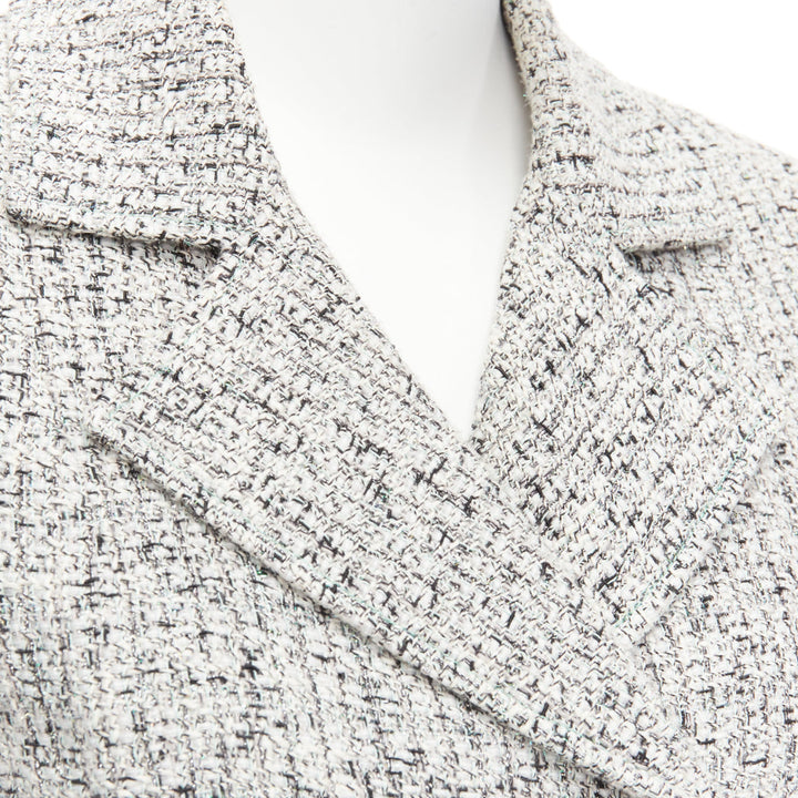 CHANEL 2016 Fantasy Tweed silver CC buttons cuffed sleeves jacket FR36 S
