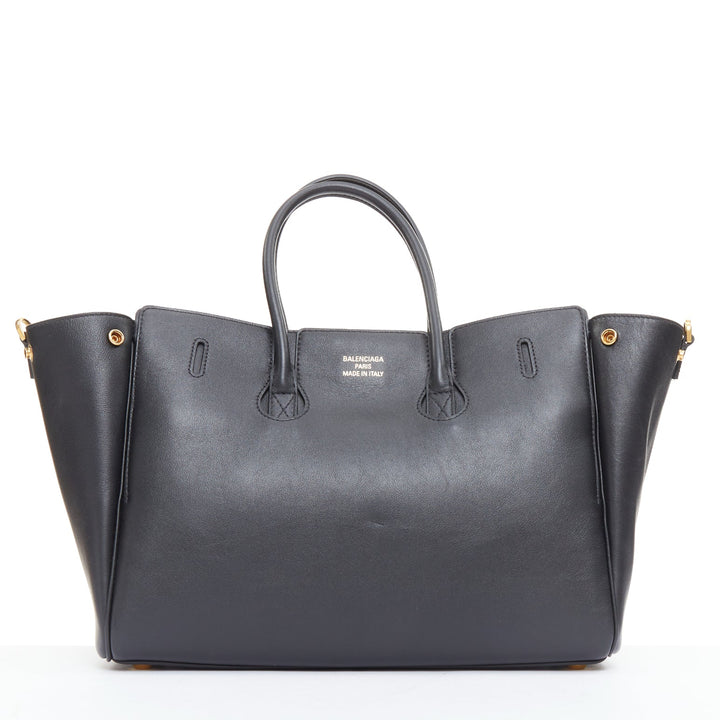 BALENCIAGA Demna Bel Air Small black leather gold hardware multi pocket bag