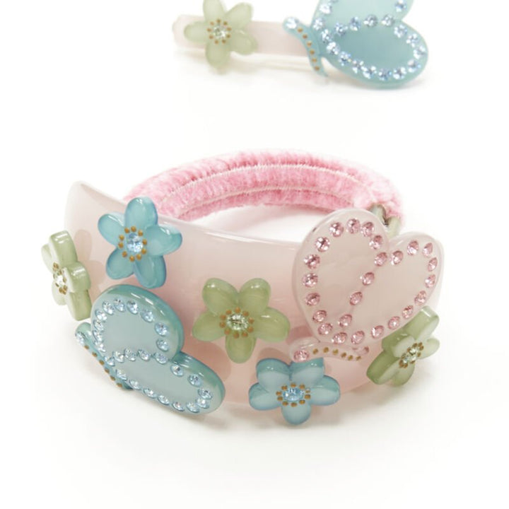 CHIC & MODE Alexandre Zouari crystals floral butterfly barrette hair tie clip X3