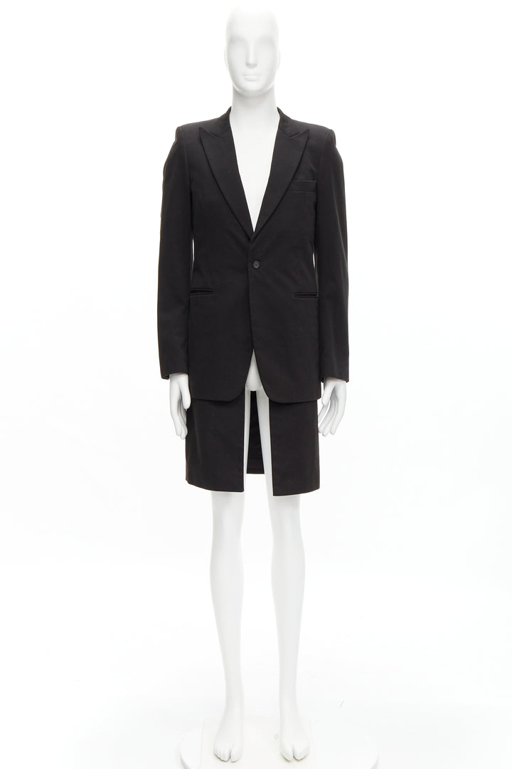RAF SIMONS 2002 cotton black detachable layered longline coat jacket IT46 S