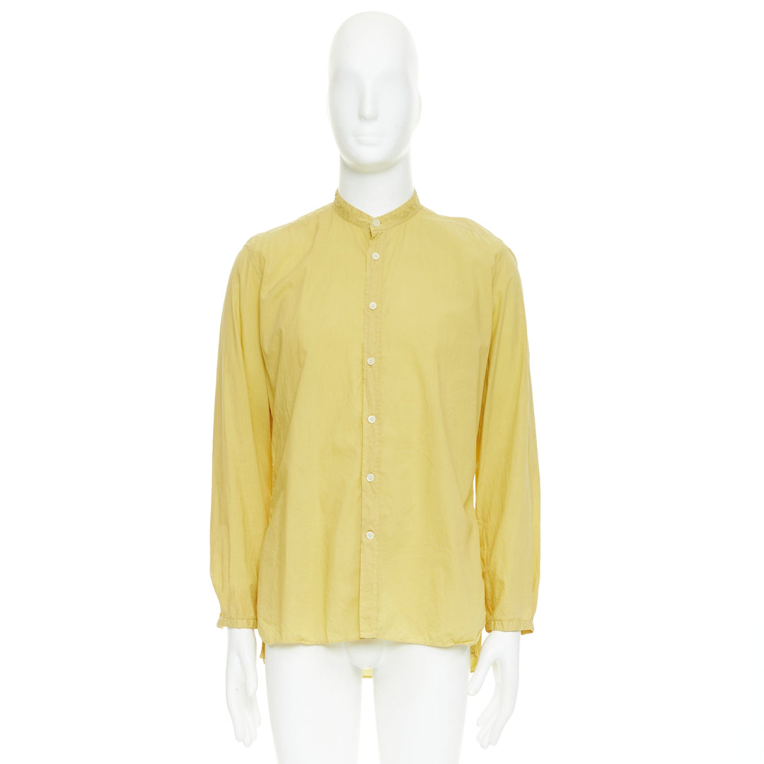 LANVIN butter yellow cotton bishop collar button up dress shirt EU40 L