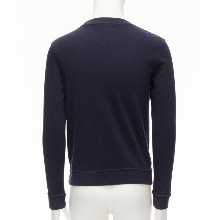 A.P.C. navy blue white anchor embroidery crew neck cotton sweatshirt US0 XS