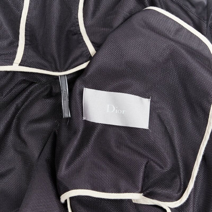 DIOR HOMME black hooded utilitarian drawstrings zipper windbreaker jacket