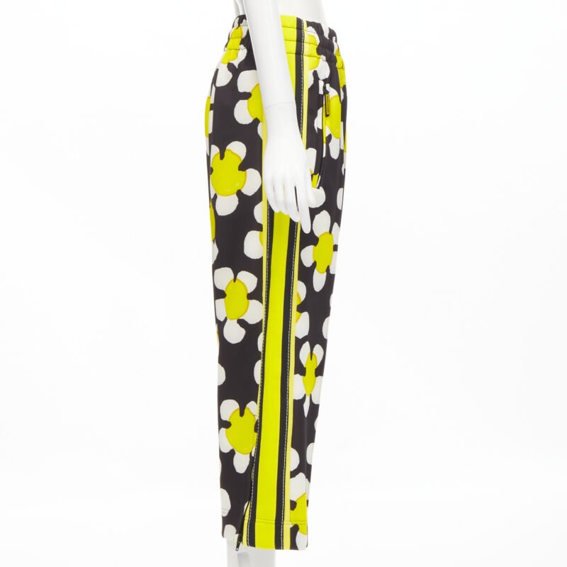 MARC JACOBS Daisy black white yellow side trim wide leg track pants US0 XS