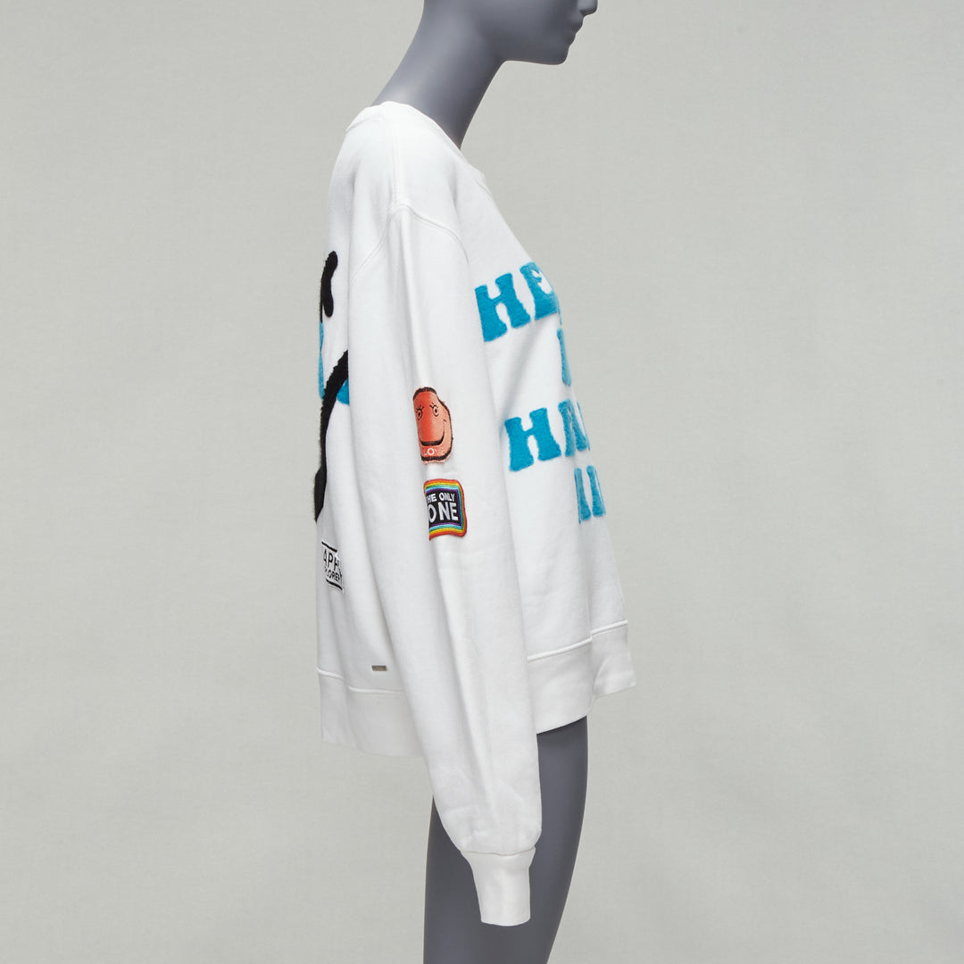 AMIRI 2021 A Love Movement healthy body knit badge smiley face white hoodie L