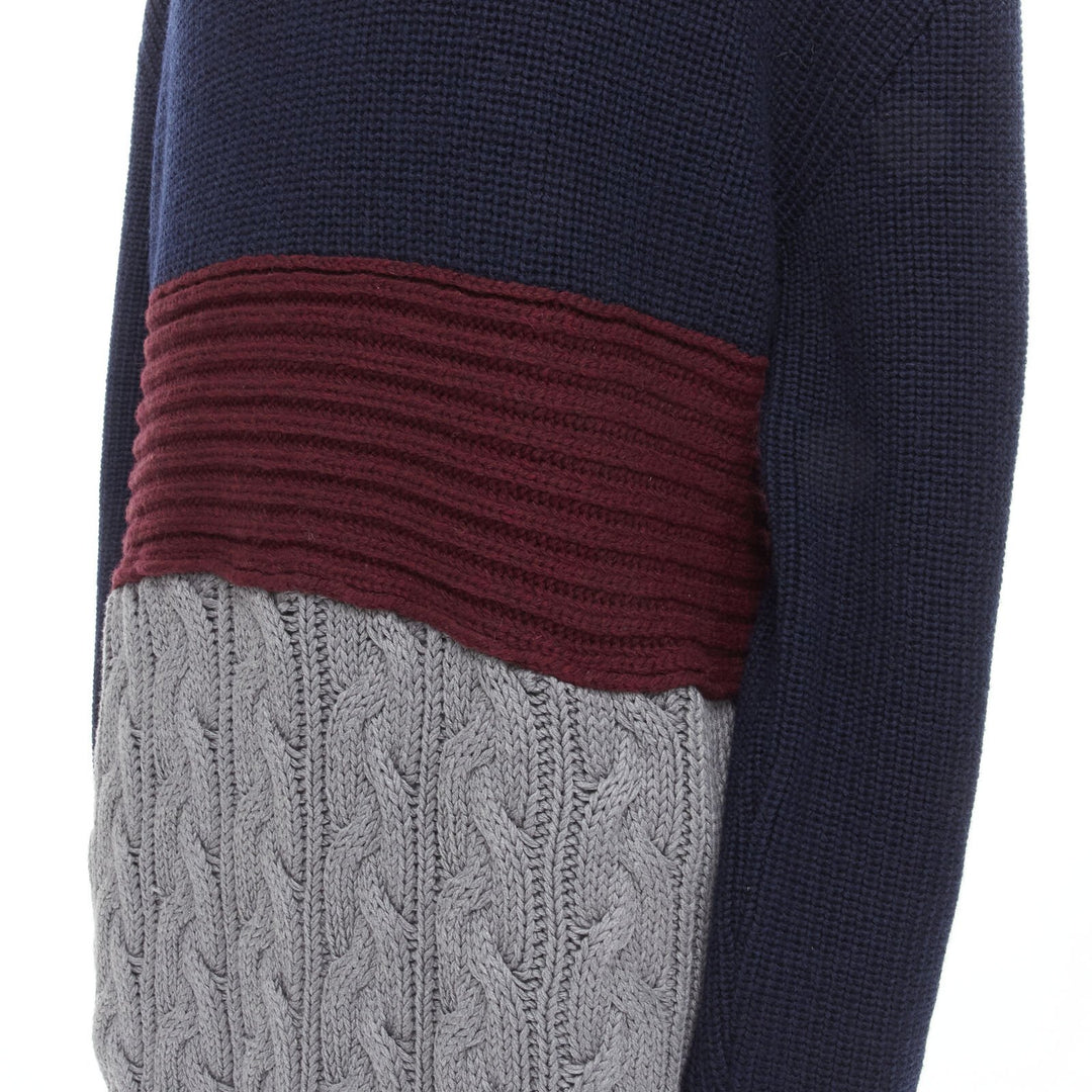 BALENCIAGA 2019 Runway 3 layered cable knit distressed oversized sweater S