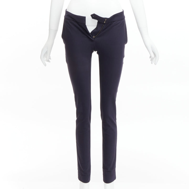 STELLA MCCARTNEY navy cotton blend high waist cropped skinny pants IT36 XXS