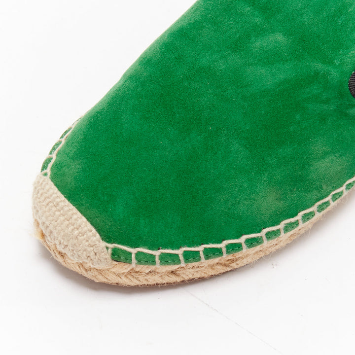 OLD CELINE Phoebe Philo green suede black grosgrain jute espadrilles EU38