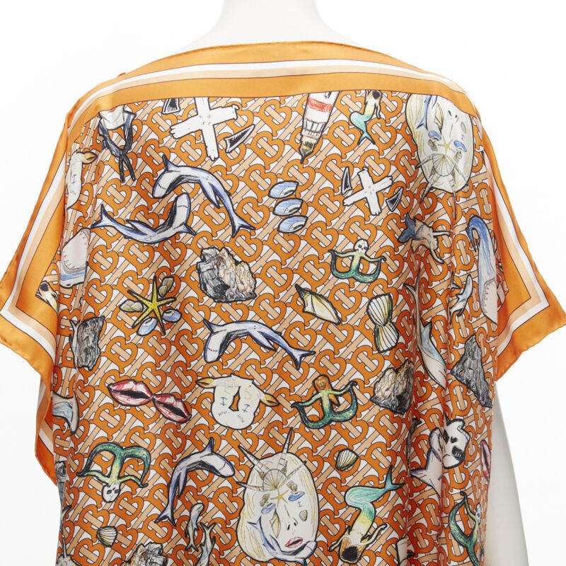BURBERRY RICCARDO TISCI Marine TB monogram 100% silk orange scarf jacket