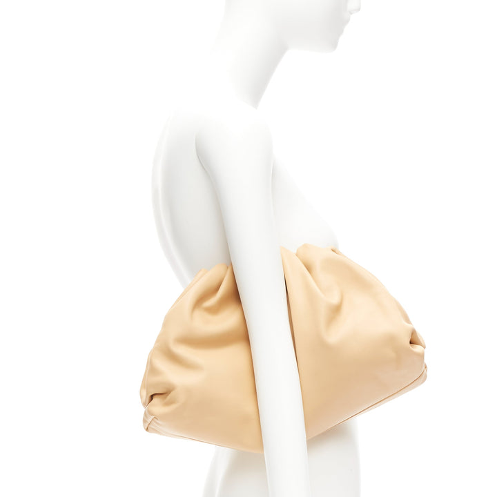 BOTTEGA VENETA The Pouch tan leather dumpling clutch bag