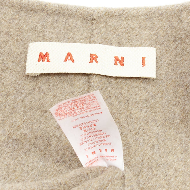 MARNI taupe brown virgin wool blend high low hem vest coat IT36 XS